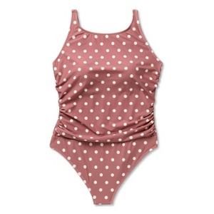 Women's Polka Dots Post Mastectomy Shirred High Neck Medium Coverage One Piece Swimsuit - Shade & Shore™ Multi - 1 of 3