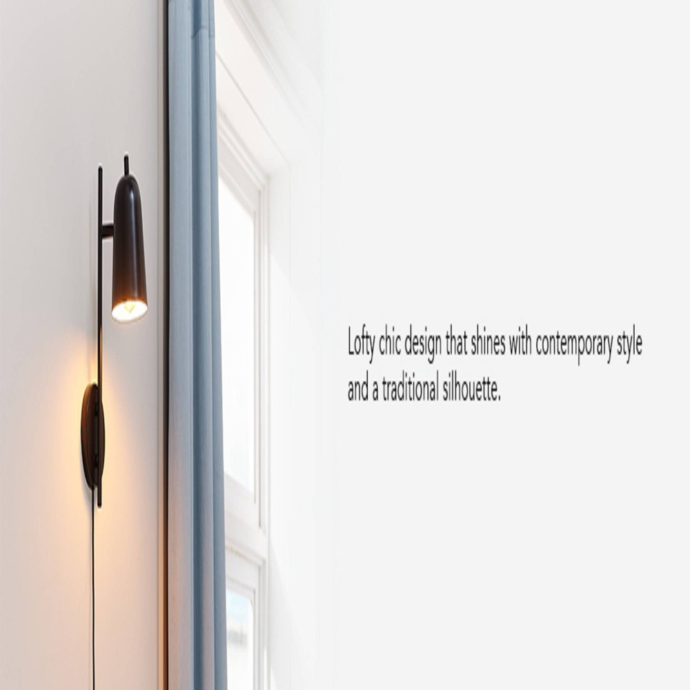 Globe Electric 1-Light Plug-In or Hardwire Matte Black Wall Sconce with Pivoting Shade: ETL Listed, Iron Body, 60W