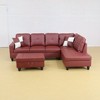 Elegant Red Semi-PU Leather Sectional Sofa - L-Shaped Design, Plush Cushions, Storage Ottoman, Modern Living Room Furniture - 2 of 4