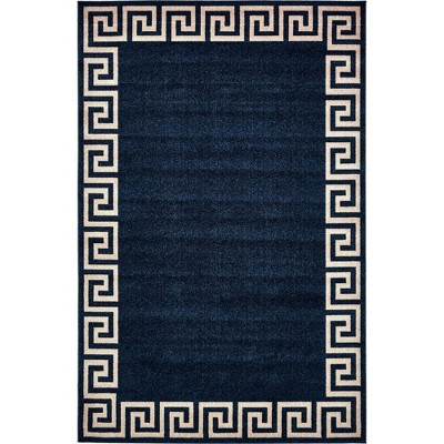 Navy Geometric Synthetic 6' x 9' Area Rug