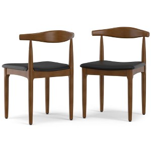 WyndenHall Set of 2 Angela Faux Leather Dining Chairs Black - 1 of 4