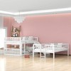 Full Over Full Triple Bunk Bed with Convertible Ladder and Slide, Triple Bed with Guardrails, White/Gray/Espresso - ModernLuxe - 3 of 4