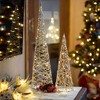 35.5"H  23.5"H and 15.75"H Sullivans Gold Lighted Christmas Cone Trees - Set of 3 - 3 of 4