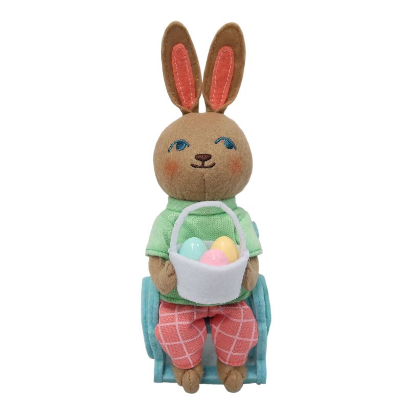 Small Soft Figurine Easter Bunny in Wheelchair Holding Basket of Eggs - Spritz&#8482;, 1 of 9