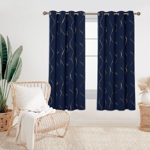 Deconovo Gold Line 52 Width Curtain Panel Pair (2 Panel) - 1 of 4