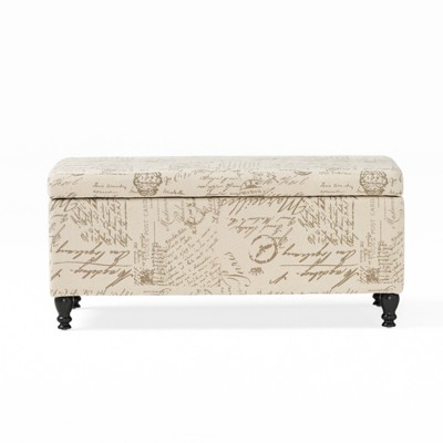 DSVIMOY Storage Ottoman, Rectangular Ottoman Bench, Upholstered Storage Bench,Foot Rest for Living Room, Beige, 42"*22"*19"
