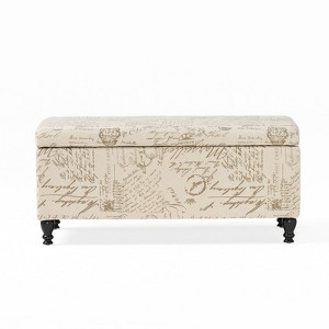 DSVIMOY Storage Ottoman, Rectangular Ottoman Bench, Upholstered Storage Bench,Foot Rest for Living Room, Beige, 42"*22"*19" - 1 of 4