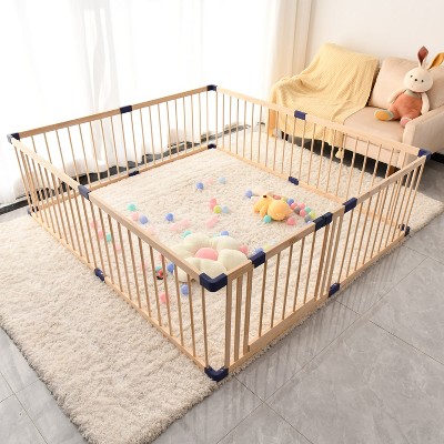 Wooden Baby Playpen, Large Wood Gate Playpen for Babies and Toddlers, Baby Fence Play Yard with Door for Kids Activity Center