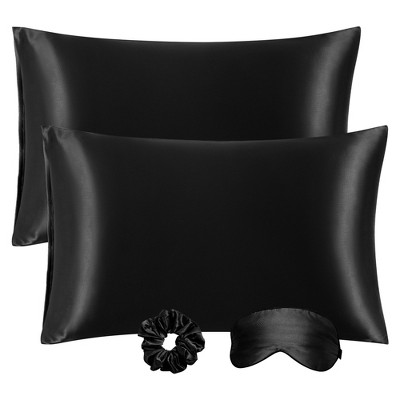 PiccoCasa Satin Enveloped Pillowcase with Eye Mask & Scrunchie 2 Pcs