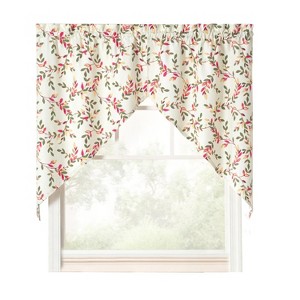 Ellis Vintage Stylish Medium Scale Printed Vine Pattern 1.5" Rod Pocket Tailored Swag 56"x36" Pecan - 1 of 4