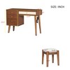 39"W Retro Wooden Makeup Vanity Set with Charging Plug & USB Port and Stool, Dressing Table with 3 Drawers and 1 Rattan Drawer 4B - ModernLuxe - 3 of 4