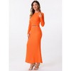 Allegra K Women's Long Sleeve Crop Top and High Waist Mermaid Maxi Skirt Knit Sets 2 Pcs - 3 of 4