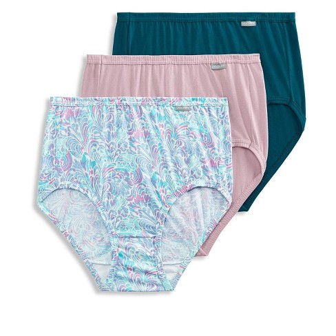 Jockey Womens Elance Brief 3 Pack Underwear Briefs 100% Cotton 7 Faded  Mauve/painted Brocade Pastel/really Teal : Target