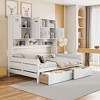 TIRAMISUBEST Twin/Full Size Daybed With 2 Storage Drawers and All-in-One Cabinet, Wooden Daybed Frame Sofa Bed with Open Storage Shelves - 3 of 4