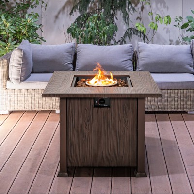 Brown 32'' Wood-Like Propane Gas Fire Pit Table
