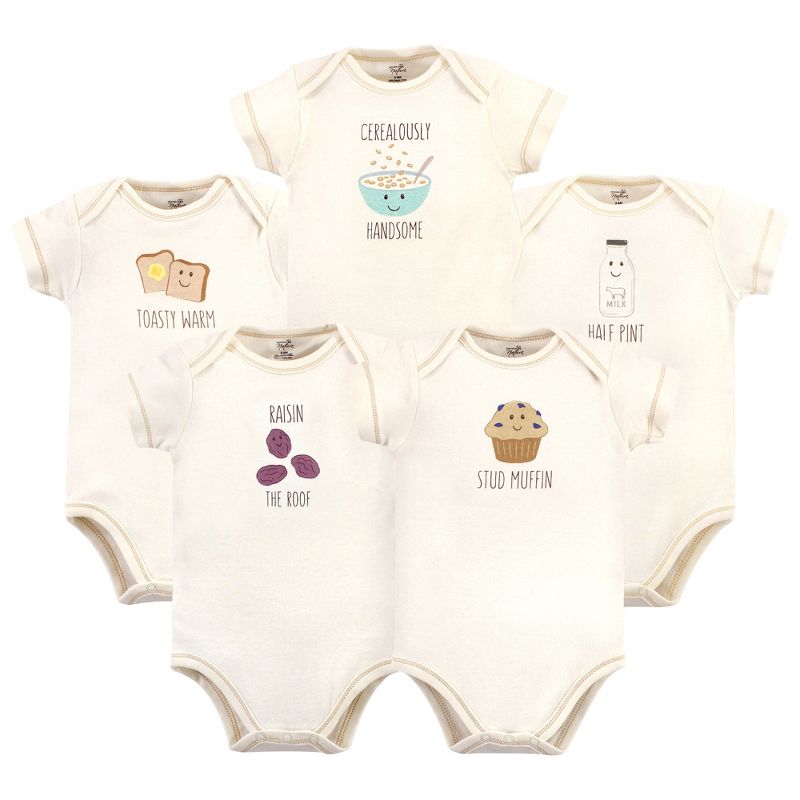 Touched by Nature Organic Cotton Bodysuits 5pk, Muffin, 1 of 8