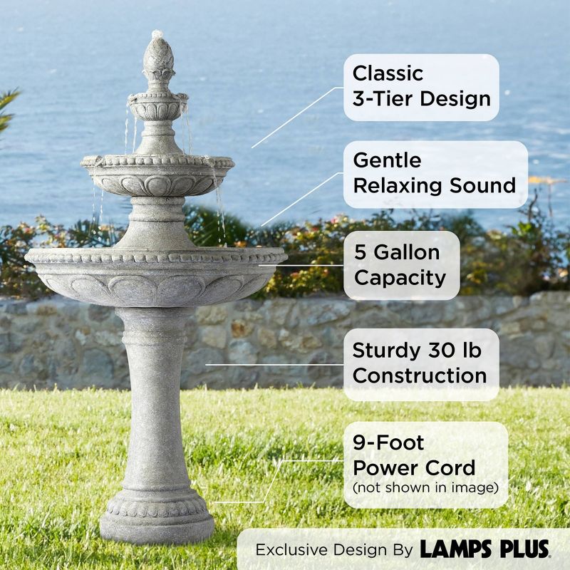 John Timberland Pineapple Modern 3 Tier Cascading Outdoor Floor Water Fountain 44" for Yard Garden Patio Home Deck Porch House Exterior Balcony Roof, 3 of 8
