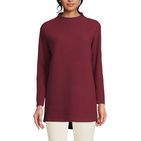 Lands' End Women's Long Sleeve Textured Pique Funnel Neck Tunic - image 1 of 2