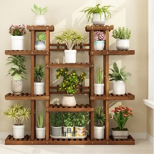 Artloge 11 Tiers Wooden Plant Stand Flower Pot Display Rack Indoor Outdoor Bookshelf for Living Room Balcony Deck Apartments Decor - 1 of 4