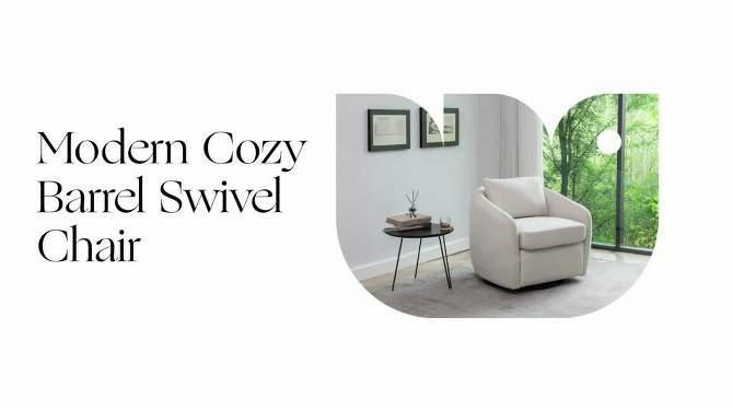 Modern Cozy Barrel Swivel Chair - WOVENBYRD, 2 of 11, play video