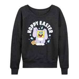 Women's - SpongeBob Squarepants - Hoppy Easter Lightweight French Terry Wide Neck Long Sleeve Shirt - 1 of 4