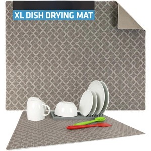 LunaLulinlk Dish Drying Mat, Oversized 19x24 in. Super Absorbent, Quick Dry Fabric, Waterproof & Slip-Resistant Taupe - 1 of 4