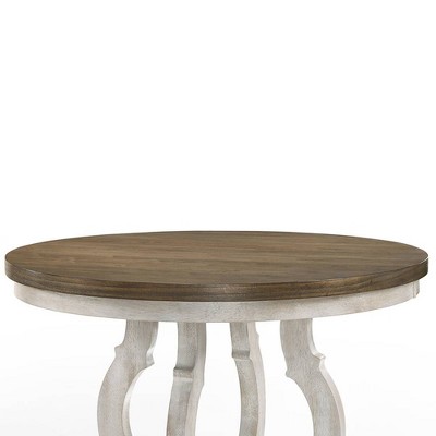 47.25" Cillin Dining Table Walnut Antique White Finish - Acme Furniture: Round, 4-Seater, Wood Composite Base