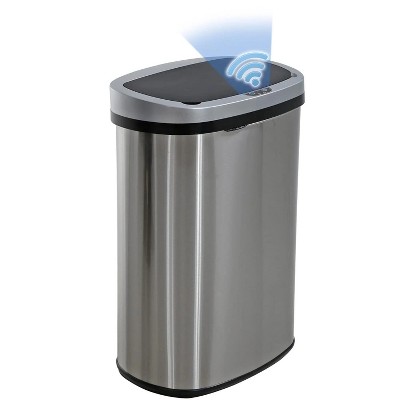 LunaLulinlk 13 Gallon Stainless Steel Touchless Kitchen Trash Can with Motion Sensor for Indoor Use(Silver)