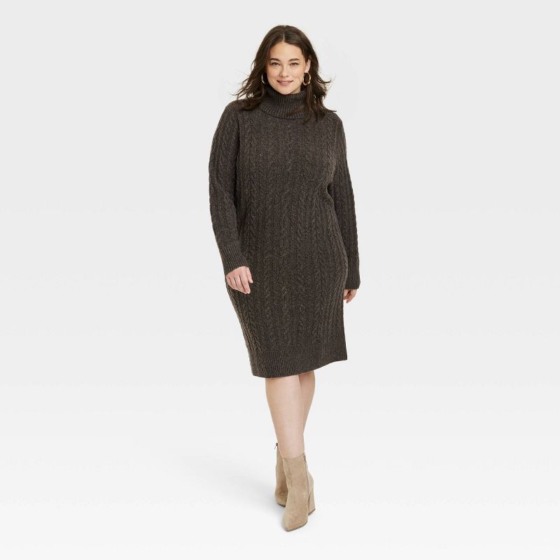 Women's Turtleneck Long Sleeve Cozy Sweater Dress - A New Day™, 1 of 11