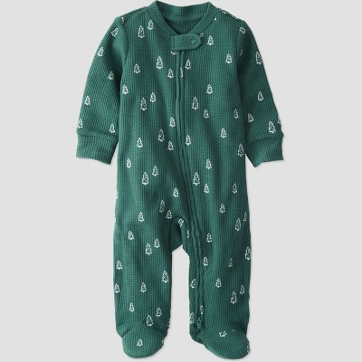 Image of Baby Organic Cotton Thermal Trees Sleep N' Play - little planet by carter's Green 3M