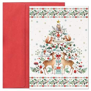 Masterpiece Studios Hollyville 16 Christmas Cards in a Keepsake Box, Woodland Friends, 5.6" x 7.8"