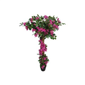 Artificial Bougainvillea Tree in Plastic Pot, Faux Bougainvillea with Realisitc Flowers and Leaves - Decor for Home Office Living Room Front Porch - 1 of 4