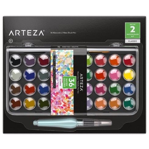 Arteza Watercolor Kit, 1 Water Brush Pen, 36 Colors