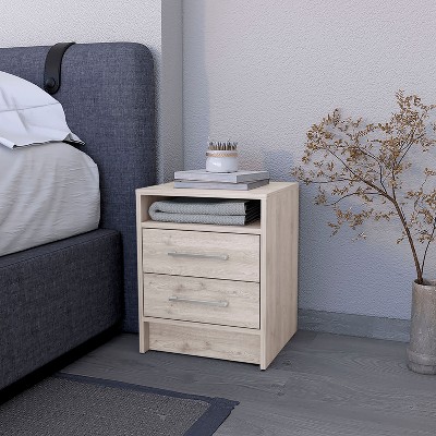 NicBex Nightstand 2 Drawers Bedside Table with Concealed Shelf Modern End Table for Living Room, Bedroom, Study