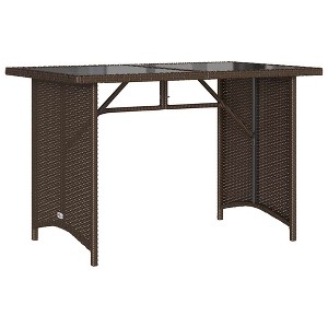vidaXL Garden Table Black Poly Rattan, Tempered Glass, Powder-Coated Steel - 1 of 4