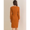 Allegra K Women's Round Neck Bracelet Sleeve Peplum High Waist Work Office Pencil Dress - 4 of 4