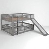 Full Over Full Bunk Bed with Slide, Convertible Ladder, Playhouse Fence and Open Bottom Area, Kids Wooden Bunk Frame - 3 of 4