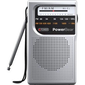 PowerBear Portable Radio | AM/FM, 2AA Battery Operated with Long Range Reception for Indoor, Outdoor & Emergency Use - 1 of 4