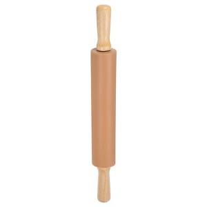 Unique Bargains Silicone Smooth Wooden Handle Non-Stick Kitchen Rolling Pin - 1 of 4