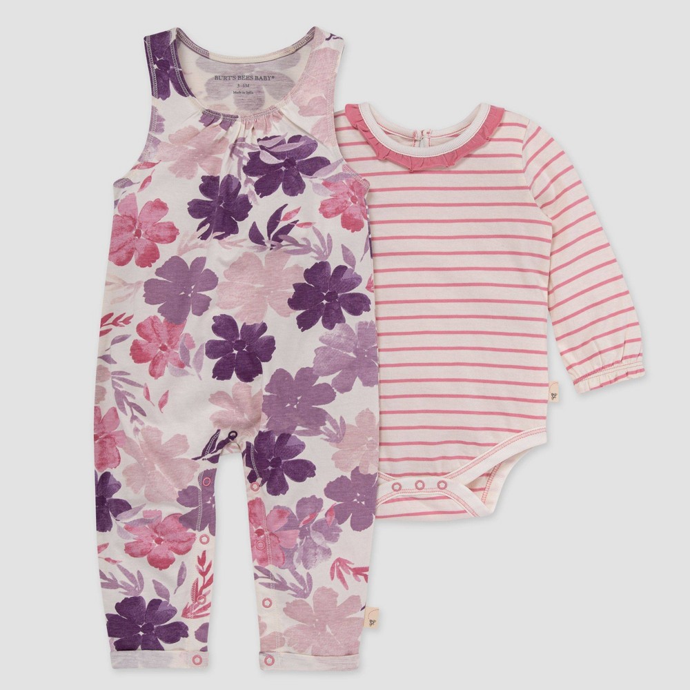 3M Burt's Bees Baby Baby Girls' Museum Garden Jumpsuit & Bodysuit Set - Rose Pink