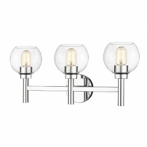 Sutton 3-Light Vanity Wall Sconce - Modern Steel Design with Clear Glass Shades - 1 of 4