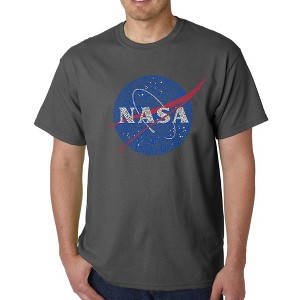 LA Pop Art Men's Word Art T-shirt - NASA's Most Notable Missions - 1 of 4