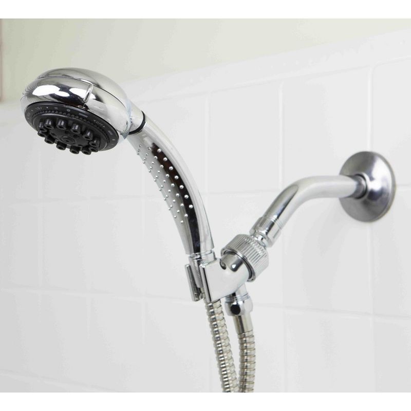 Home Basics  8 Function Chrome Plated Steel  Shower Head Massager, 1 of 7
