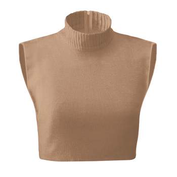 Collections Etc Zippered Dickie Layer Top with Armholes - Soft Knit Mock Turtleneck for Layered Look