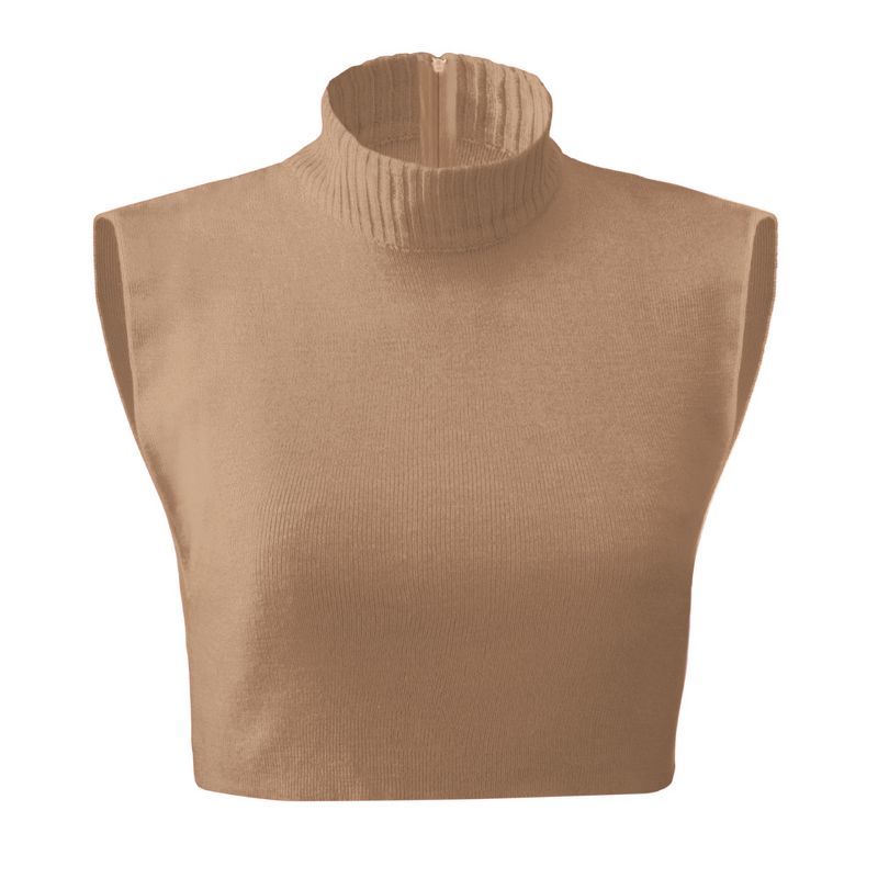 Collections Etc Zippered Dickie Layer Top with Armholes - Soft Knit Mock Turtleneck for Layered Look, 1 of 4