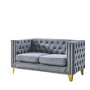 Ridstar 2 Seat Modern Velvet Buttons Tufted Sofa with Metal Legs & Arm Couch For Living Room & Office-Grey - 4 of 4