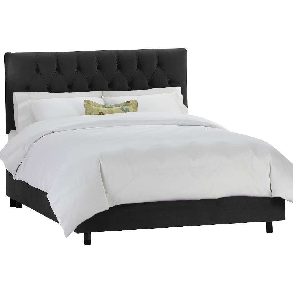 Photos - Bed Frame Skyline Furniture King Edwardian Tufted Upholstered Bed Black Velvet