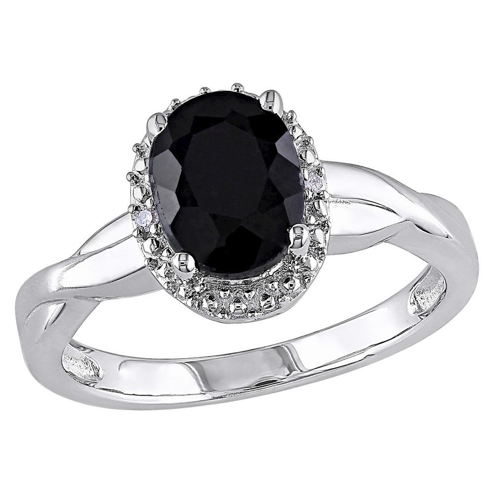 Photos - Ring 1 3/5 CT. T.W. Oval Black Sapphire and 0.01 CT. T.W. Diamond  Silver 