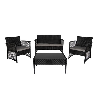 Westintrends 4-piece Outdoor Patio Conversation Set, Black/gray : Target