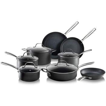 Gibson Soho Lounge Nonstick Forged Aluminum Induction Pots and Pans  Cookware Set, 6-Piece, Matte Black